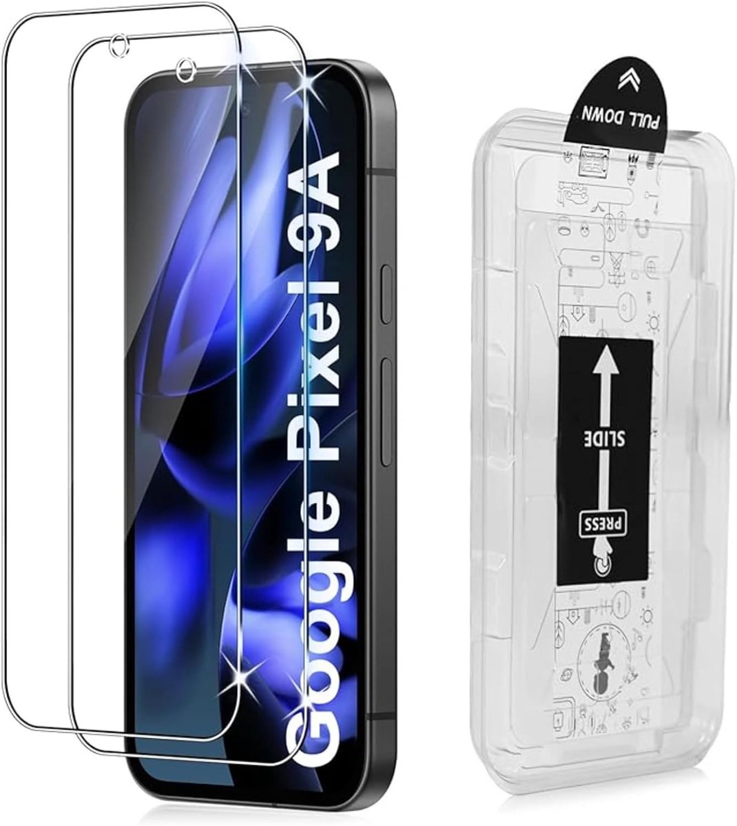 Screen Protector voor Google Pixel 9a, 2 stuks pantserbescherming glasfolie, Beschermglas Anti-kras, Gerhard Glas 9H