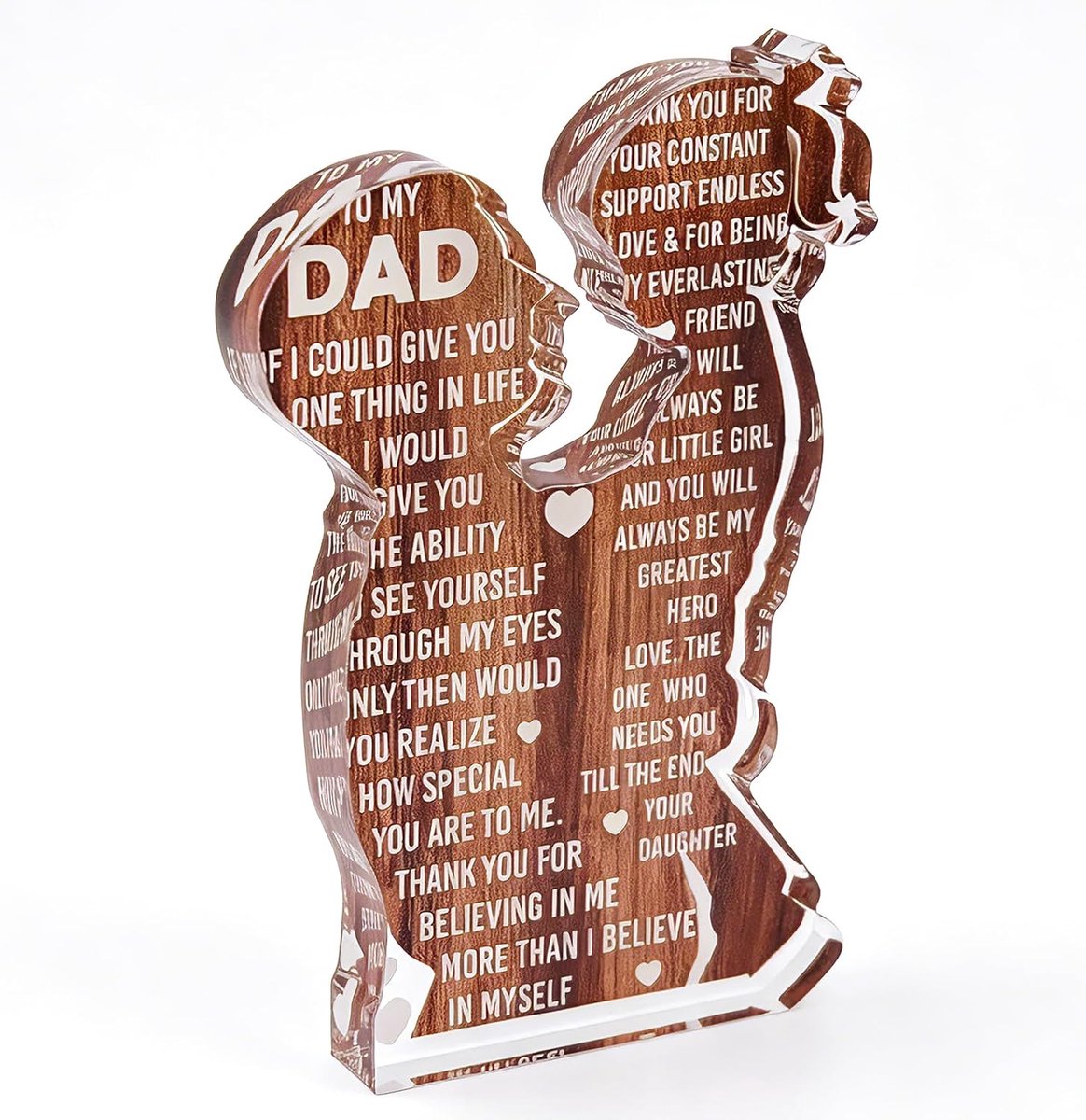 Geschenken van dochter, vader, voor papa, acryl plaquette bureau decor aandenken, betekenisvol huis ornament, sentimenteel tafelblad teken