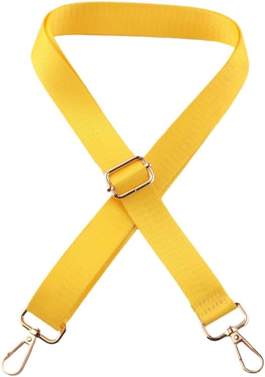 Schouderriem voor tas, 2,5 cm breed, vervangende tasriem, nylon schouderriem om te wisselen, verstelbare tasriem, 75-135 cm, voor laptoptas, cameratas, geel, gunmetal gesp