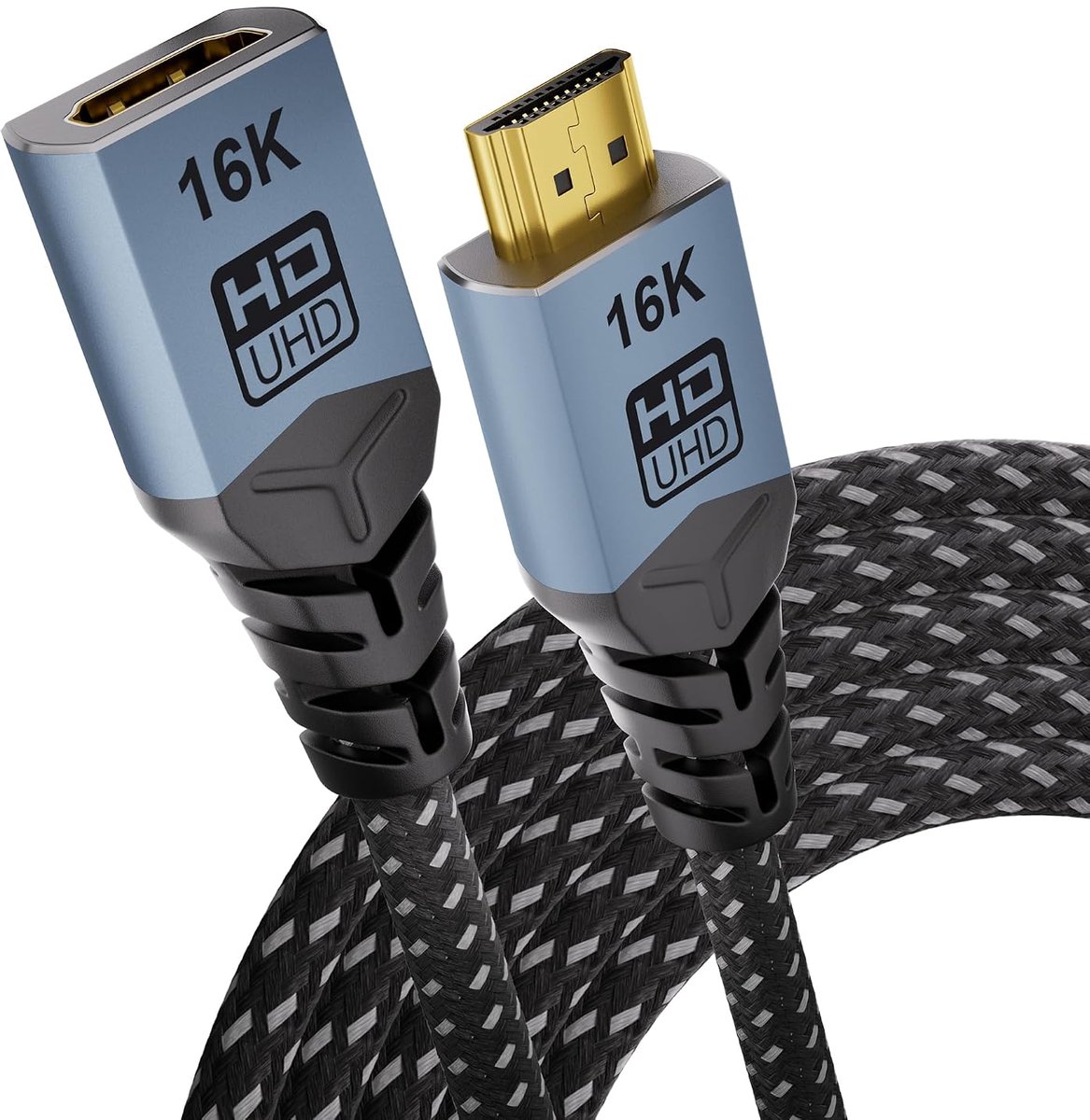 HDMI 2.2 Verlengkabel 2M, 96Gbps Ultra Hoge Snelheid, 16K/8K@60Hz 4K@120Hz/480Hz, eARC & HDCP 2.3 Ondersteund, Synchrone Ultra HD Audio & Video, Male naar Female Adapter