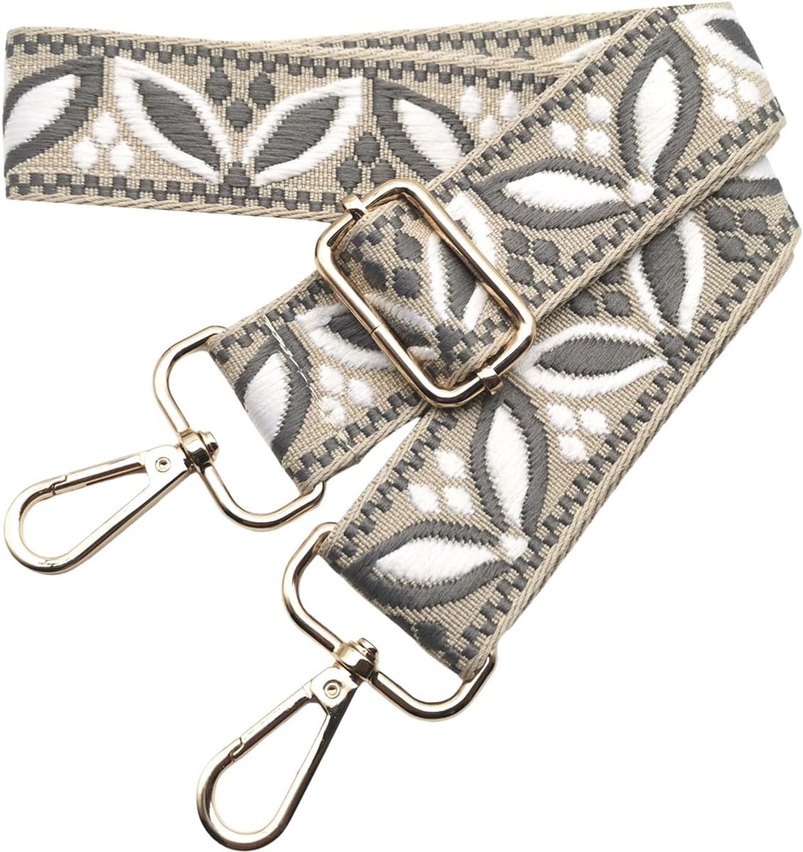 tasriem om te wisselen, brede schouderriem voor damestassen, 3,8 cm, tasriem met goudkleurige karabijnhaak, schouderriem voor dames, moderne crossbody, handtas, beige-donkergrijs, 611