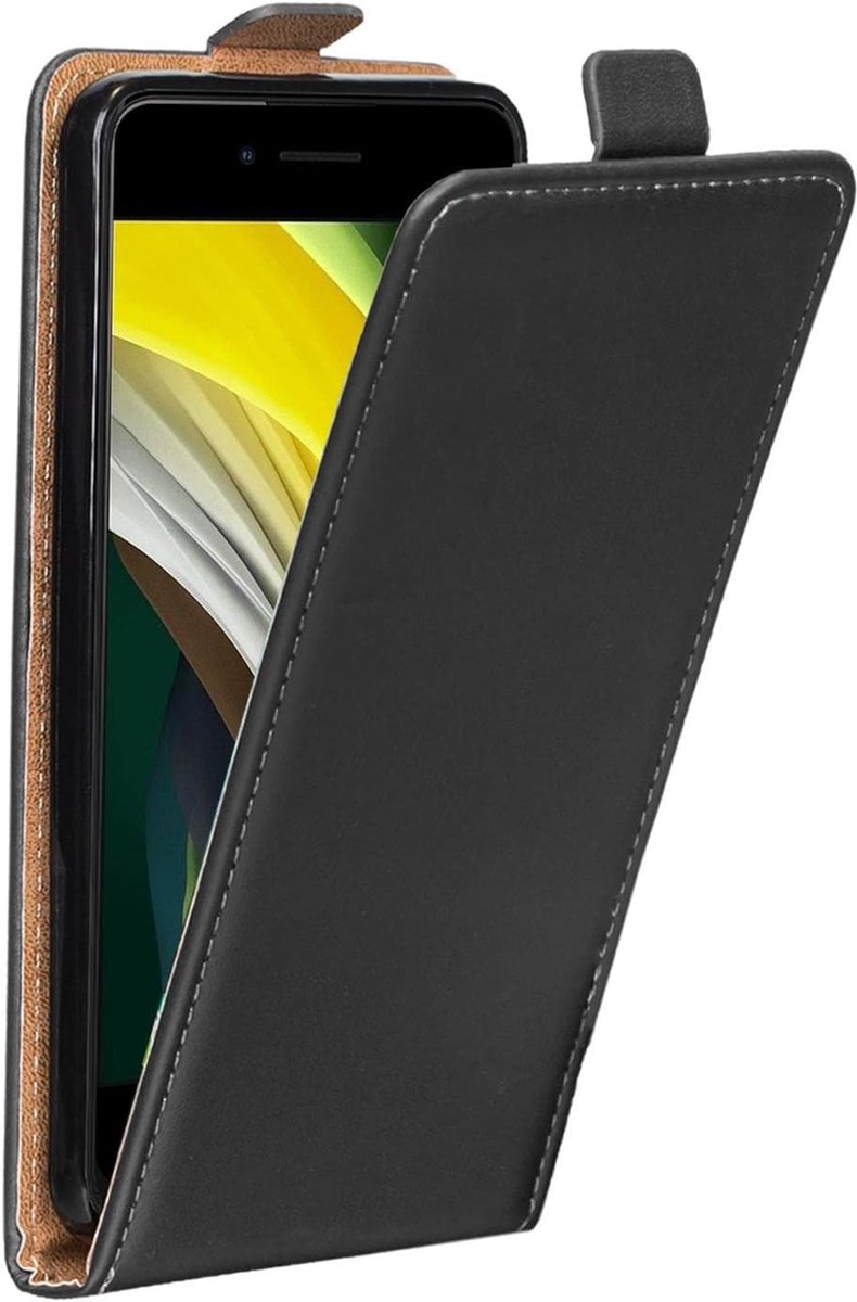 Hoesje voor iPhone 8, iPhone SE 2 Case verticaal Flipcase Premium Flip Cover voor Apple iPhone 7/8 / SE 2020, Zwart