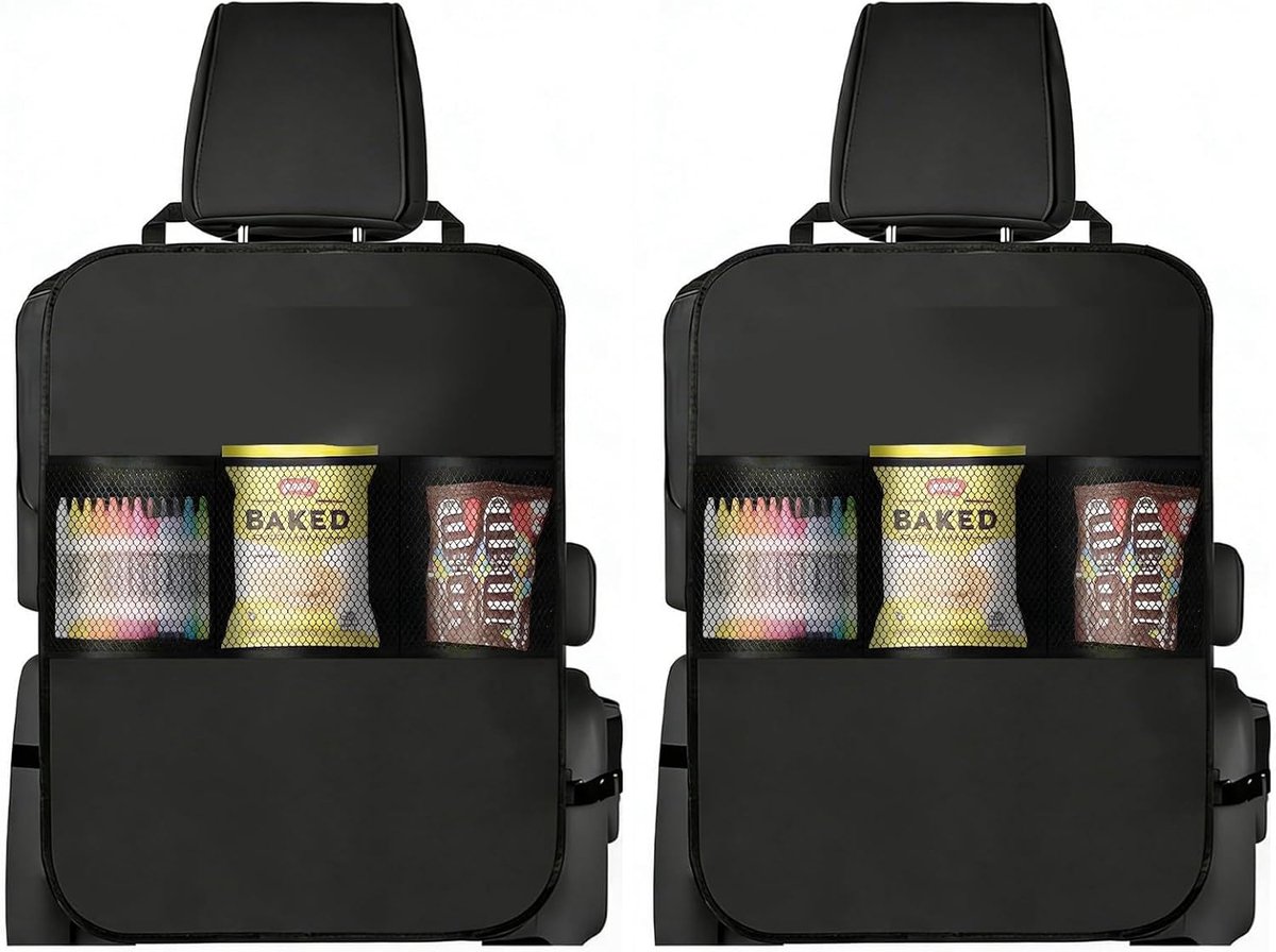 Autostoelbeschermer Rugleuning 2 Stuks – Krasbestendige Kick-Mat, waterafstotend, eenvoudig schoon te maken, universele rugleuningsbeschermer voor Limousine SUV Jeep