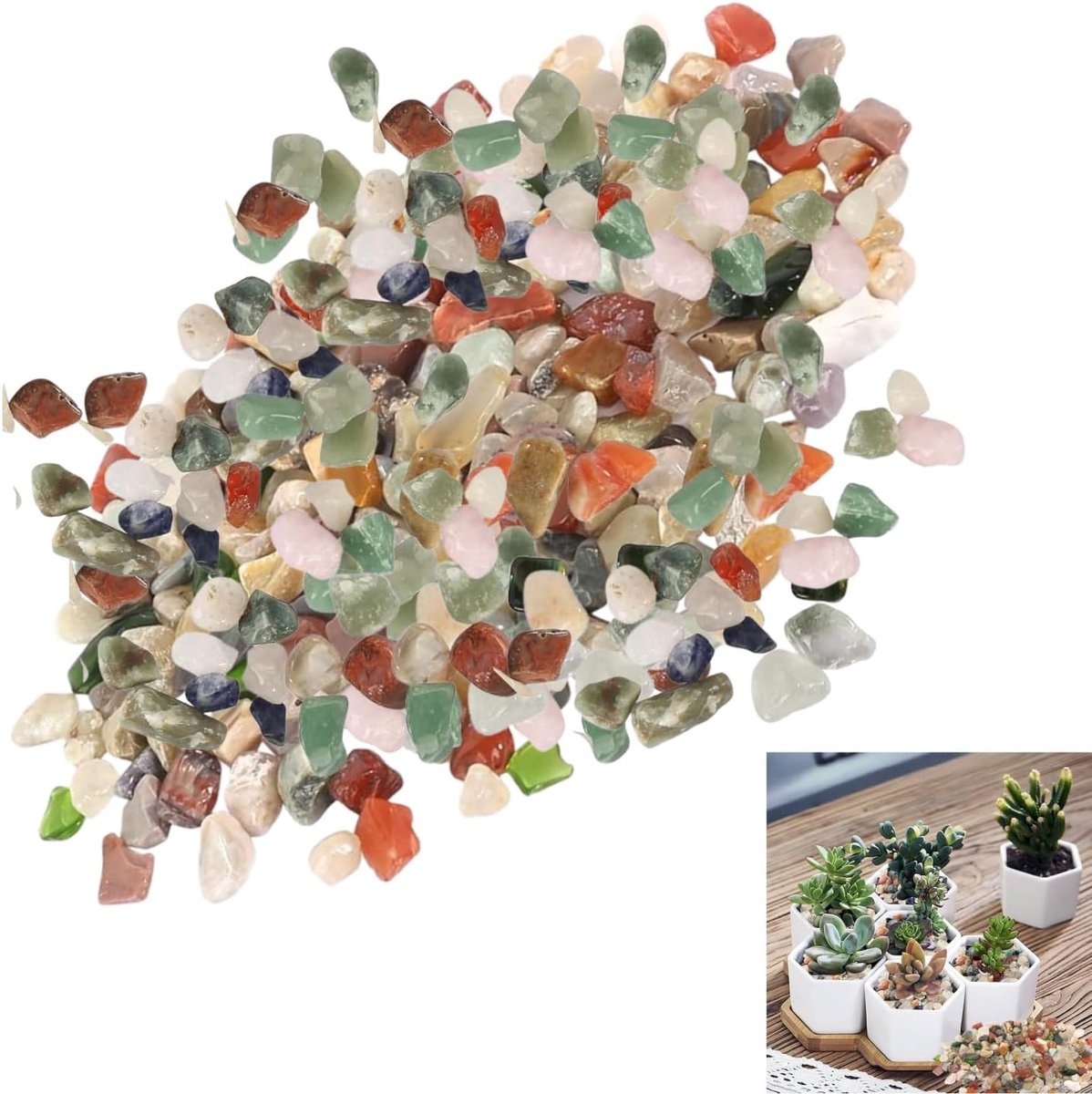 Versnipperde kwartskristallen, 200 g, zonder gat, mooie kleurrijke stenen, verpletterd voor knutselwerk, vazenvulling, voor woondecoratie (9-12 mm)