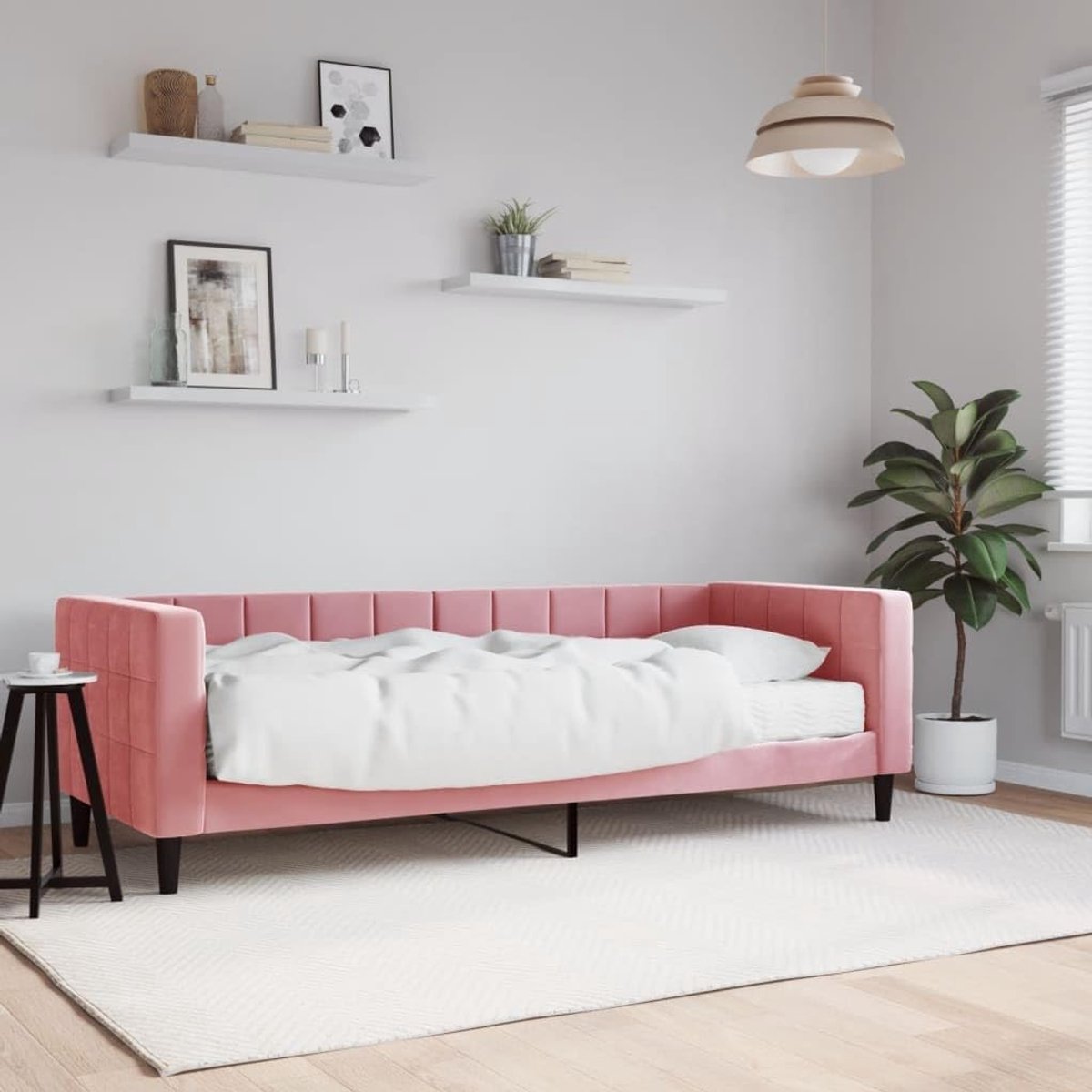 2 in 1 slaapbank met schuimmatras 80x200 cm roze