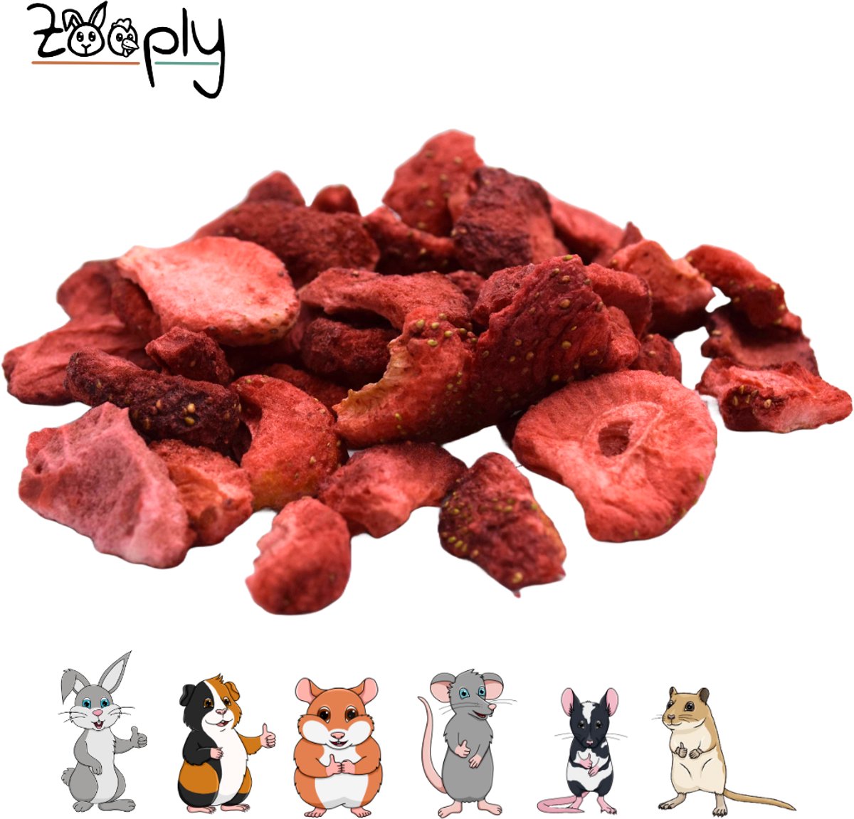 Zooply Aardbei - Kruiden & Snacks - 100% natuurlijk - Voor konijnen & cavia's - 45 gram