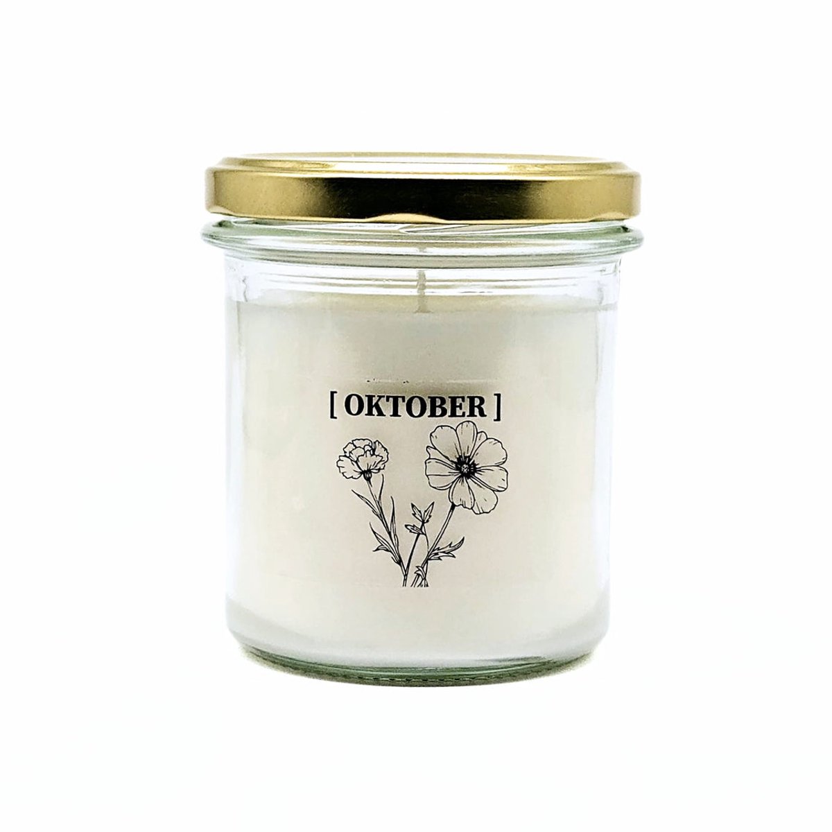 Candlelight-on - geurkaars met geboortebloem en geboortedatum - 22 oktober - o.b.v. sojawas en etherische oliën