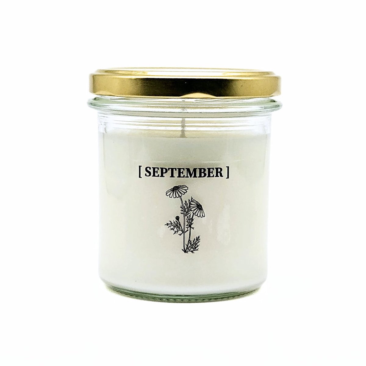 Candlelight-on - geurkaars met geboortebloem en geboortedatum - 28 september - o.b.v. sojawas en etherische oliën