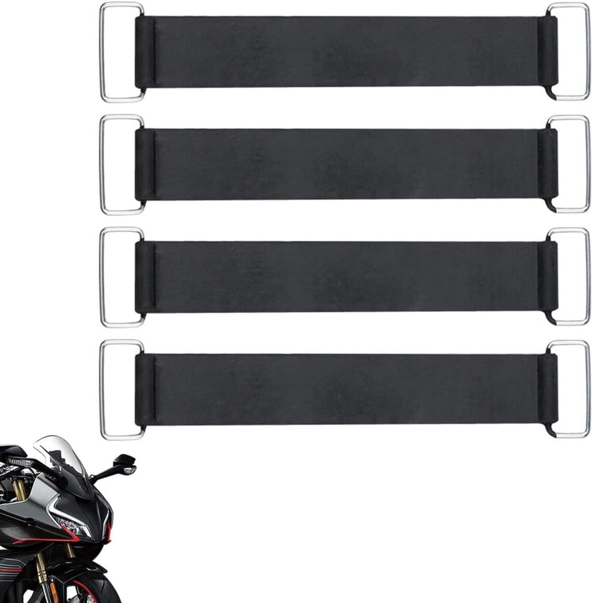 Set van 4 Sterke Elastische Straps voor Motorfietsen - Rubber Bandages van 17.5 x 1 cm, Ideaal voor Accu's en Bevestiging
