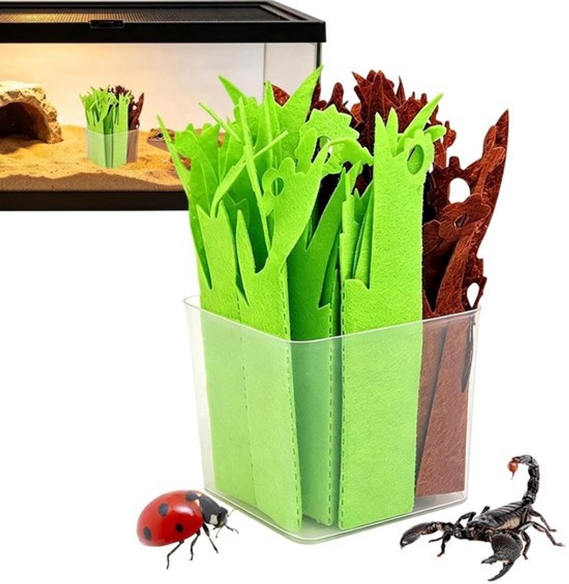 Vochtigheidsapparaat Terrarium - Vochtgenerator Reptielen - Klimaatondersteuning Huisdier - Natuurlijke Verdamping - 37.5 x 16.8 cm - Groen