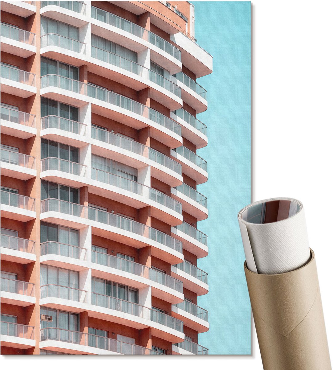 Coloray Polycanvas Poster - Modern Gebouw, Fotografie - A4 - Turkoois Wandposter - Rechthoek - Wandkunst - Woonkamer, Slaapkamer, Kantoor - Modern