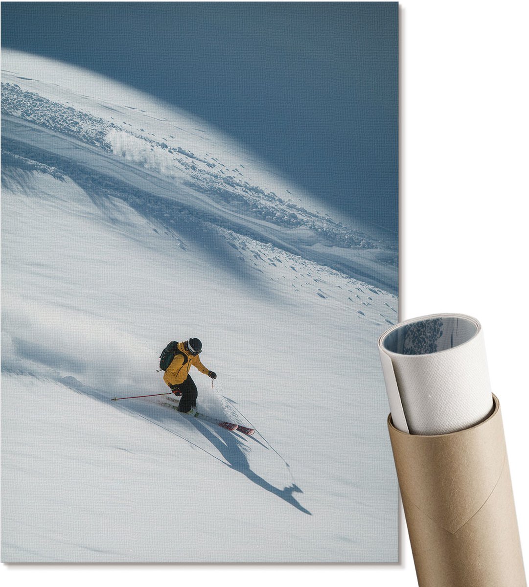 Coloray Canvas Poster Polycanvas - Winterafdaling, Fotografie - A4 - Wit Patroon - Rechthoek - Muurdecoratie - Woonkamer, Slaapkamer, Kantoor - Modern