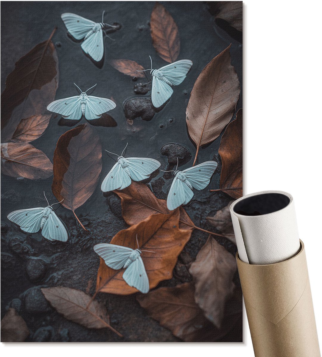 Coloray Canvas Poster Polycanvas - Witte Motten, Fotografie - A4 - Bruin Poster - Rechthoek - Muurdecoratie - Woonkamer, Slaapkamer, Kantoor - Expressief