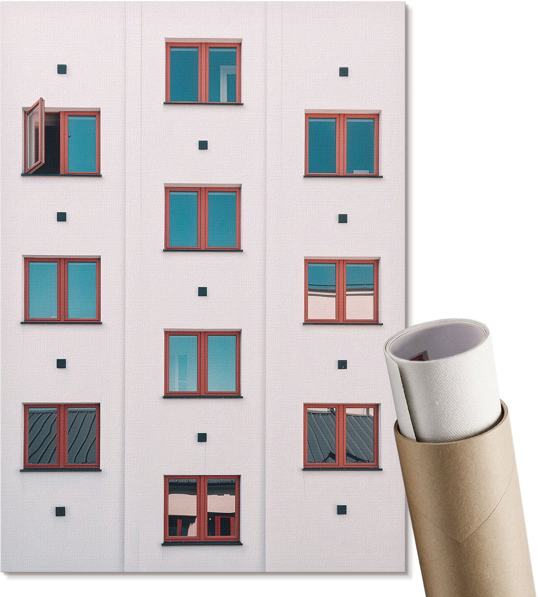 Coloray Polycanvas Wandposter - Vensterraster, Fotografie - A4 - Wit Kunst - Rechthoek - Muurkunst - Woonkamer, Slaapkamer, Kantoor - Modern
