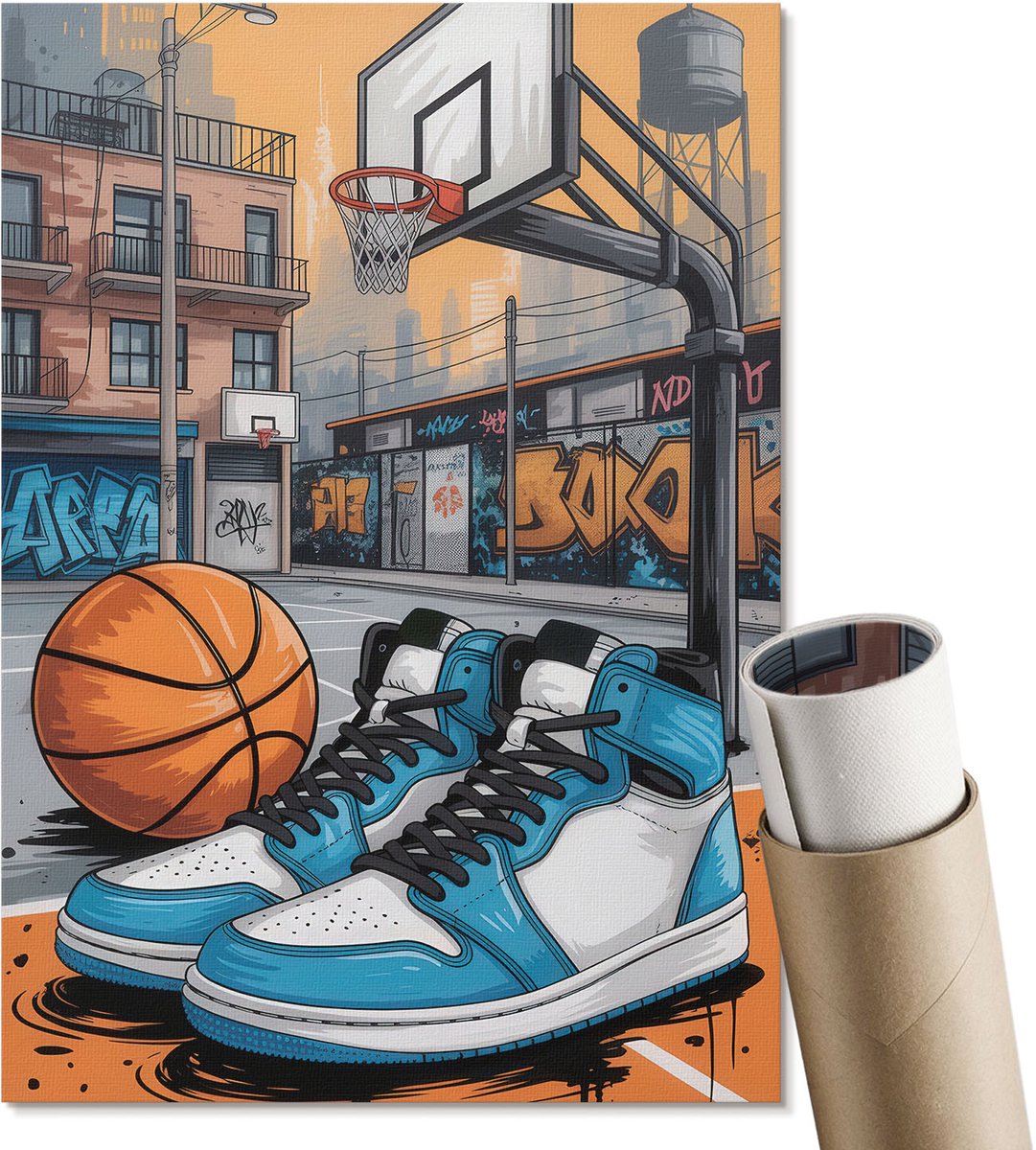 Coloray Canvas Poster Polycanvas - Sportieve Energie, Illustratie - A4 - Oranje Poster - Rechthoek - Decoratieve poster - Woonkamer, Slaapkamer, Kantoor - Popcultuur