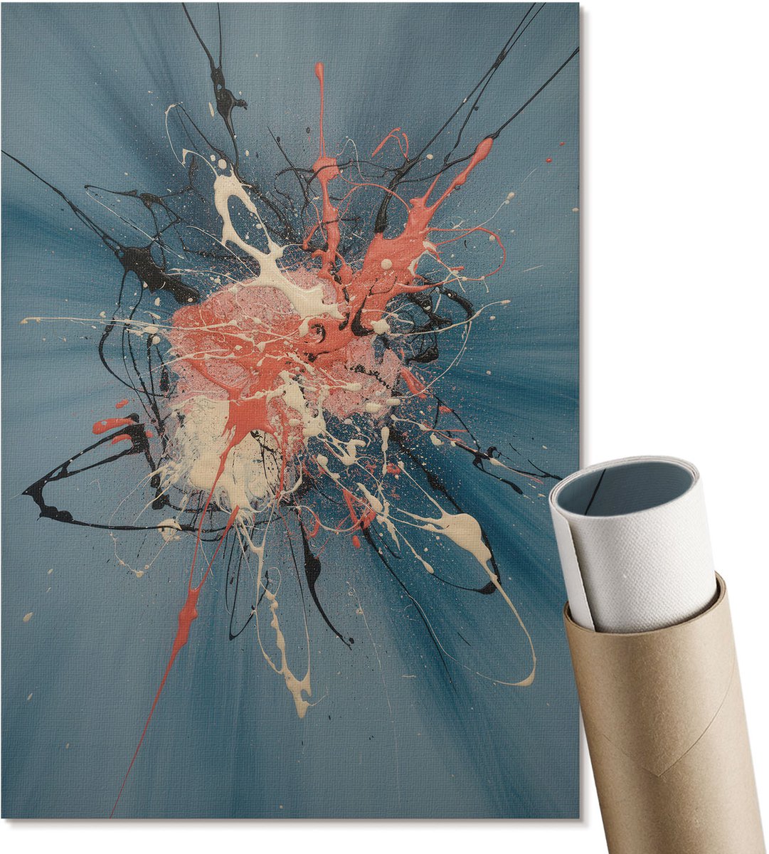 Coloray Polycanvas Poster - Abstracte Explosie, Schilderen - A4 - Blauw Wanddecoratie - Rechthoek - Muurdecoratie - Woonkamer, Slaapkamer, Kantoor - Expressief