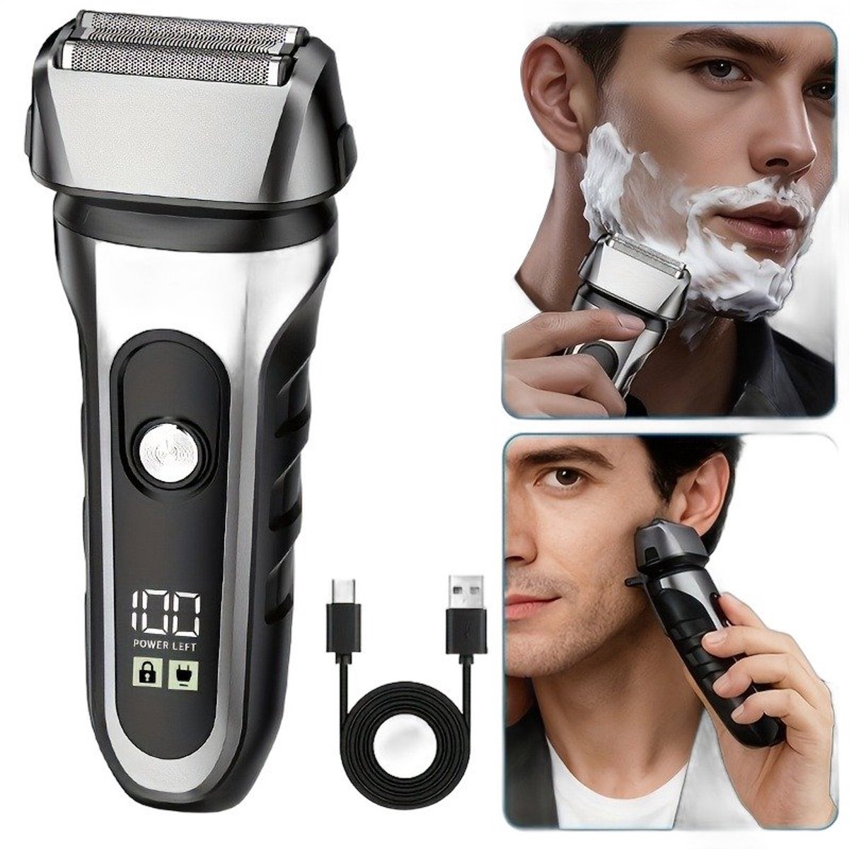 Currero Foil Shaver - Scheerapparaat Mannen - Hoofd Scheerapparaat - Head Shaver - Tondeuse met Trimmer - Lichaam en Baard - Oplaadbaar