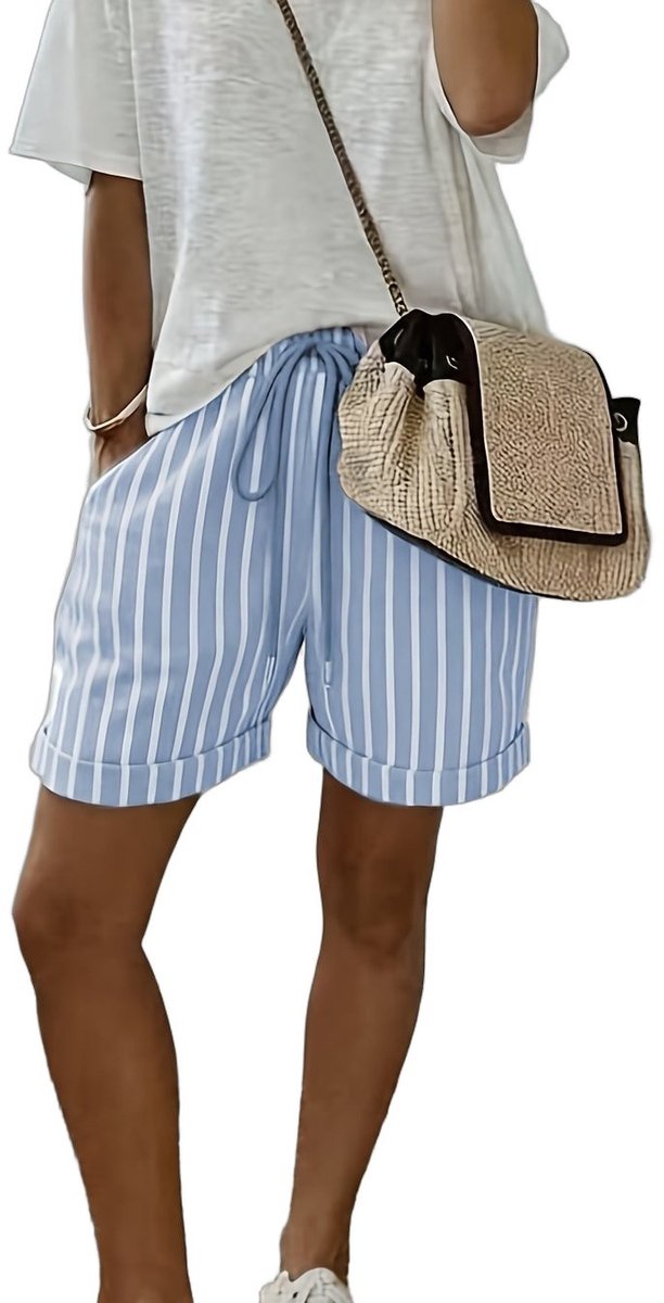 Currero Jorts Dames Jeans Short Korte Spijkerbroek Baggy Fit – Cargo Short Zomer Grote Maten Hemelsblauw