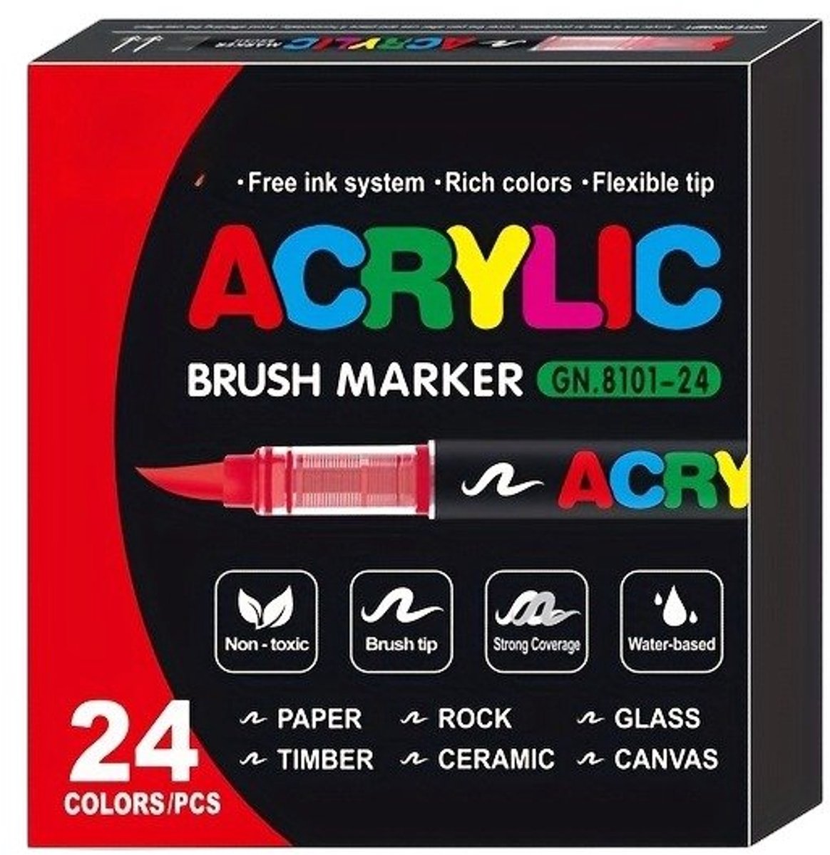 Currero Aquamarkers - Twinmarkers - Brushpennen - Stiften - Markeerstiften Op Waterbasis - Dual Tip - Tekenen En Kleuren - 24 Kleuren