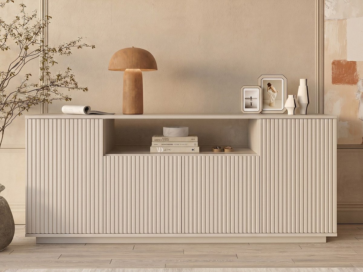 Vente-unique Buffetkast met 4 deuren en 1 nis - Beige - EROLYA