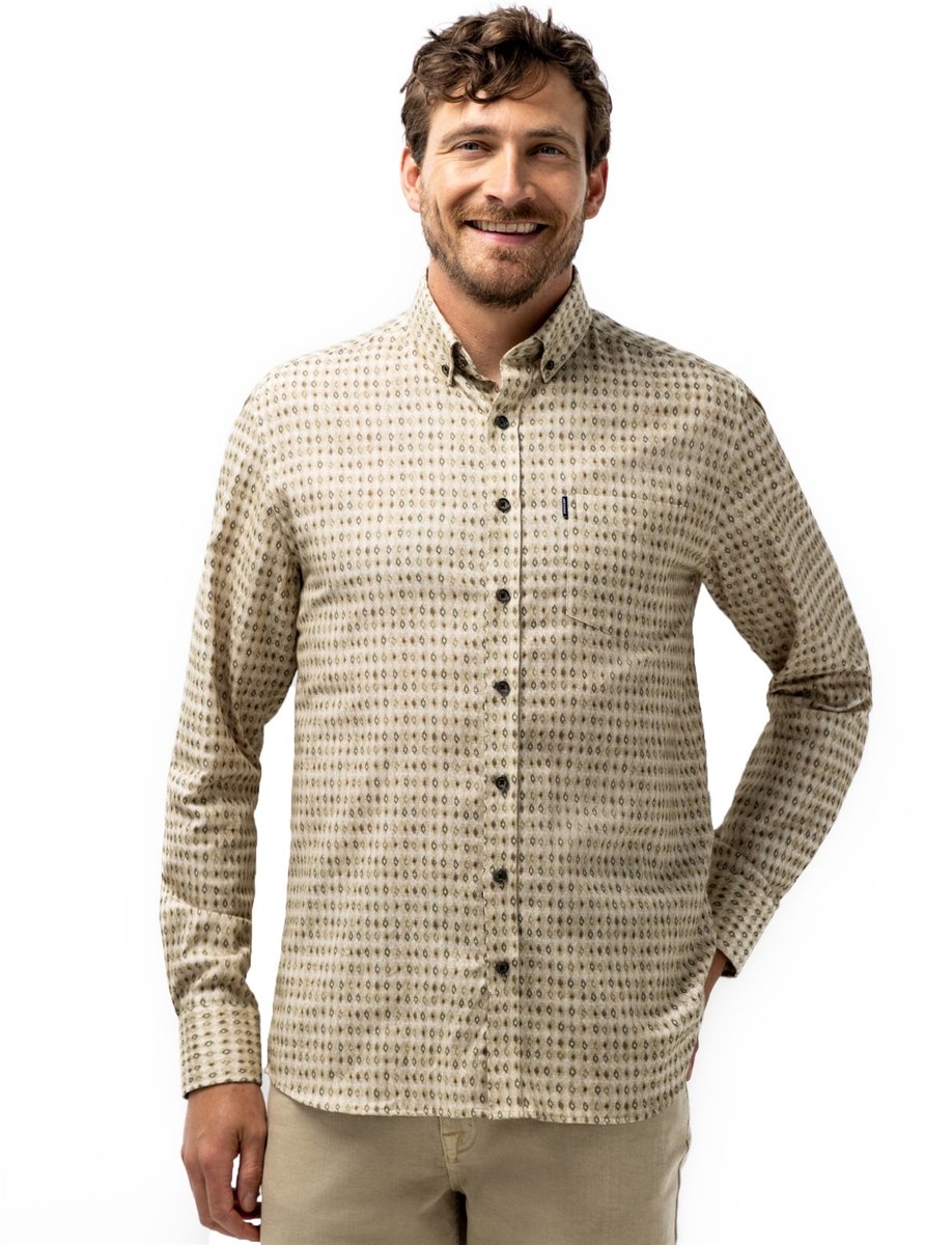 Overhemd State of Art beige geprint