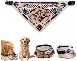 Namajunas - 2-in-1 Bandana Hond - 28-45cm - Opvouwbaar Omkeerbare hondenbandana - Waterbak - Draagbaar - Dubbelzijdige Hondenbandana - Verstelbare pet neck sjaal - Huisdier accessoire - Machinewas en droger - Voor kamperen en ander buitengebruik