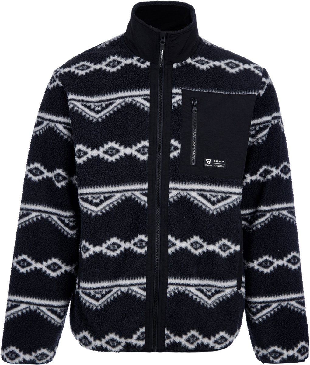 Brunotti - Kevio-Zip Teddy Fleece Heren - Black - Fleece met Rits - Loose Fit - Vestzak - S