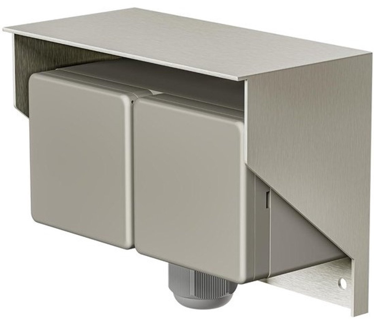 Opbouwcontactdoos Buiten - Wandcontactdoos Tuin - Buitenapparatuur Aansluiten - IP44 Spatwaterdicht - 13.5 cm - Roestvrij staal