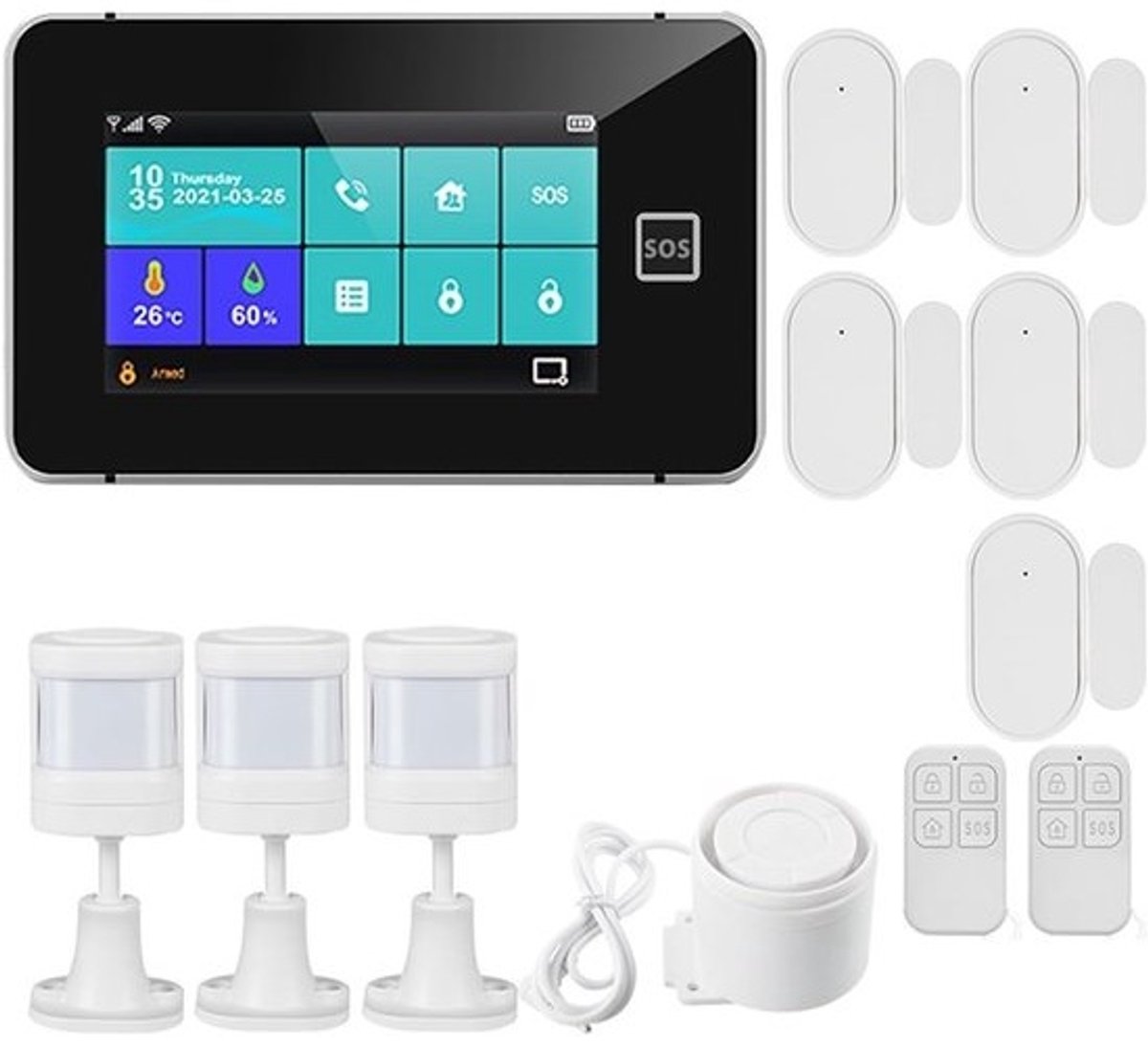 Huisalarmsysteem - Inbraaksysteem Smart Home - Beveiliging Huis - 4.3 Inch Touchscreen - Kit 1 - Wit
