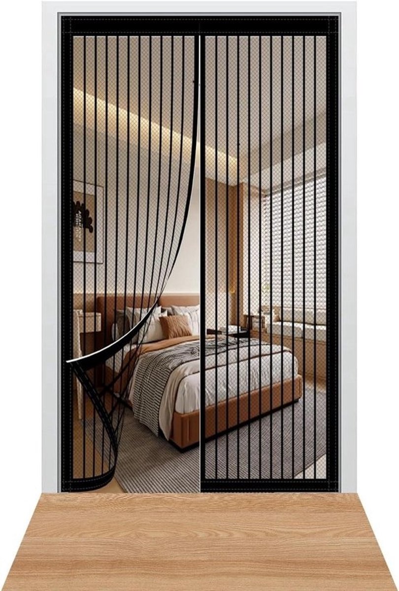 Magnetische Hordeur - Vliegengordijn Deur - Insecten Buiten Houden - Volledig Frame Magic Tape - 89x174 cm - Zwart