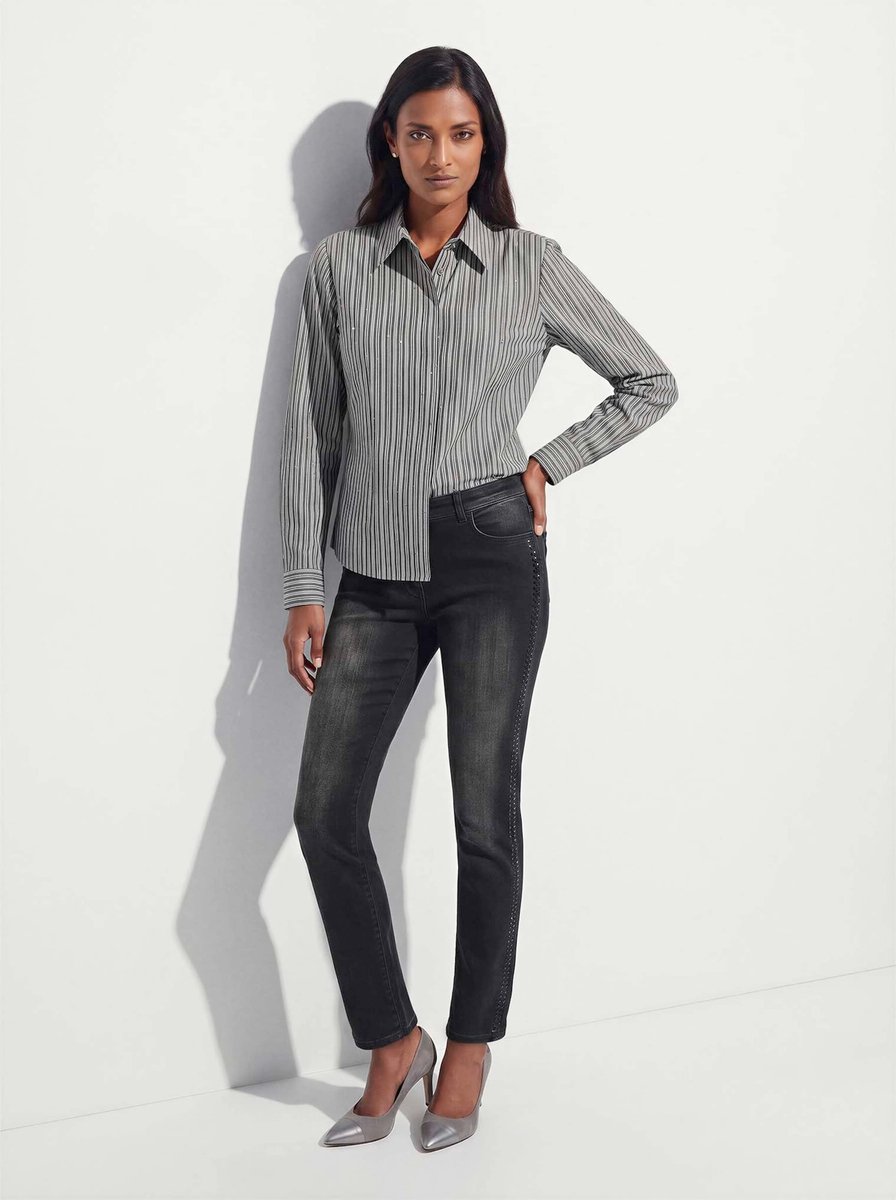 MADELEINE Blouse Overhemdblouse met strepen en strass