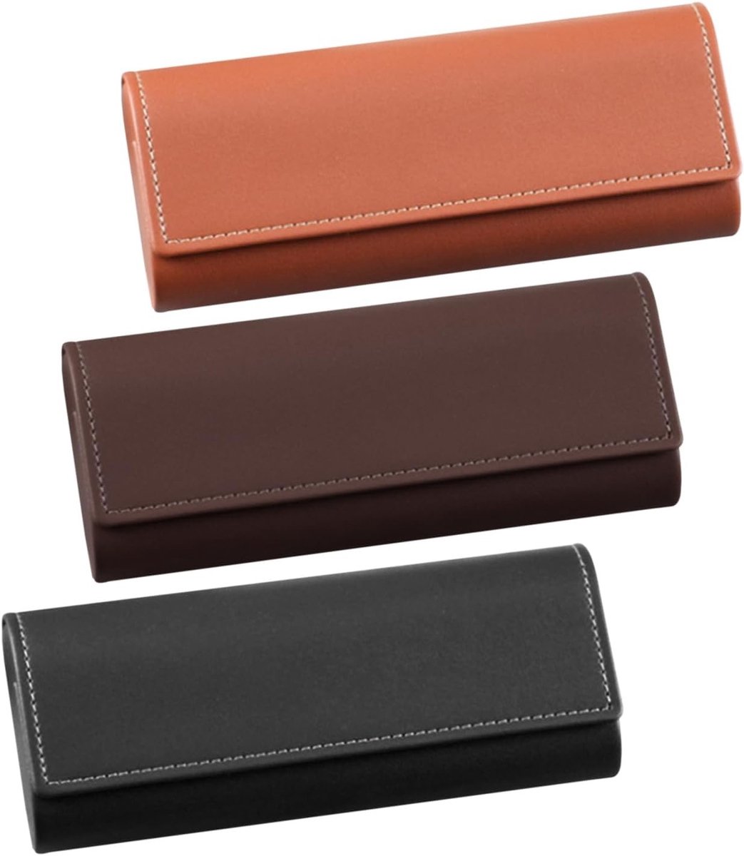 Drie-delige leren brillenkoker, retro zonnebrilopslag, magnetische spiegelcase, draagbare en stofbestendige brillenkoffer voor optimale bescherming en stijl