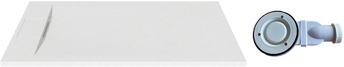 Vente-unique Extra platte douchebak voor vrijstaande of verzonken installatie, op maat te snijden in SMC-hars met sifon - Mat wit - 140 x 90 cm - TARPOSA