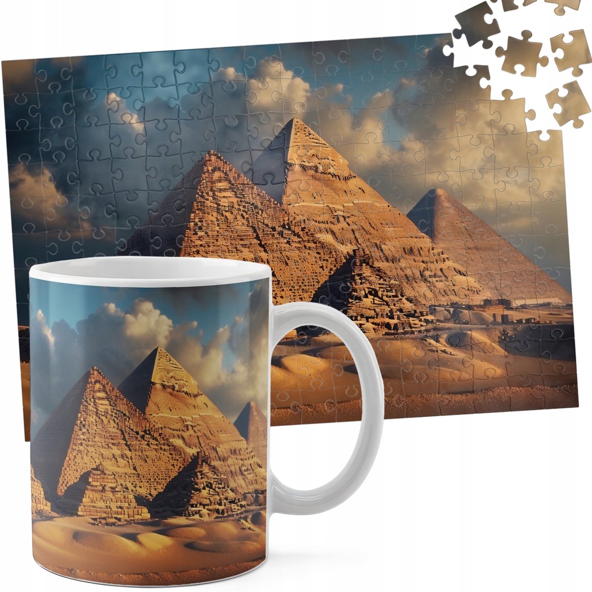 Set: Mok & Puzzel 110 stukjes - Piramides Egypte
