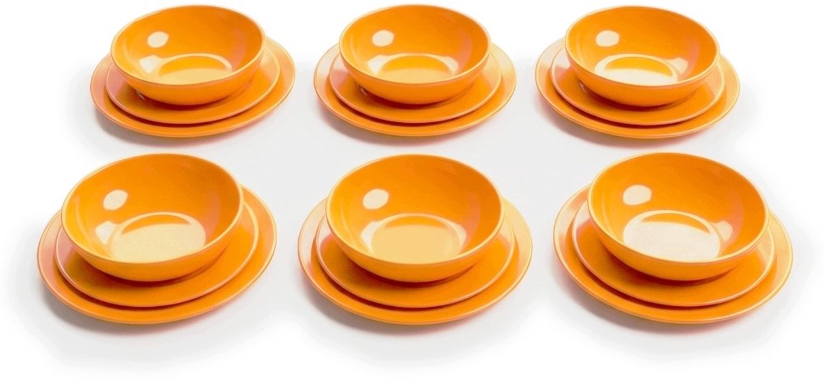Melamine Bordenset Oranje 18 Delig - Camping, Camper, School