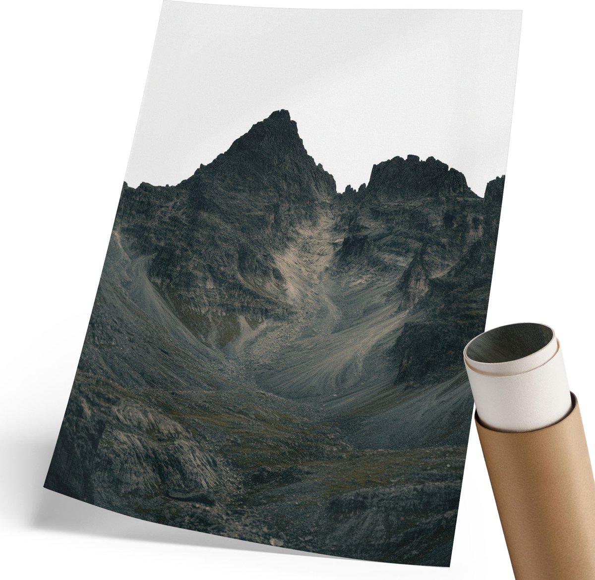 Coloray Polycanvas Poster - Bergachtig Ruig, Fotografie - 210 x 297 mm - Grijs Kunst - Rechthoek - Kunstposter - Woonkamer, Slaapkamer, Kantoor - Modern