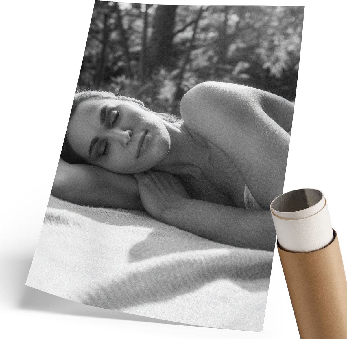Coloray Polycanvas Wandposter - Ontspannend Portret, Fotografie - 210 x 297 mm - Zwart-wit Kunst - Rechthoek - Interieurdecoratie - Woonkamer, Slaapkamer, Kantoor - Klassiek