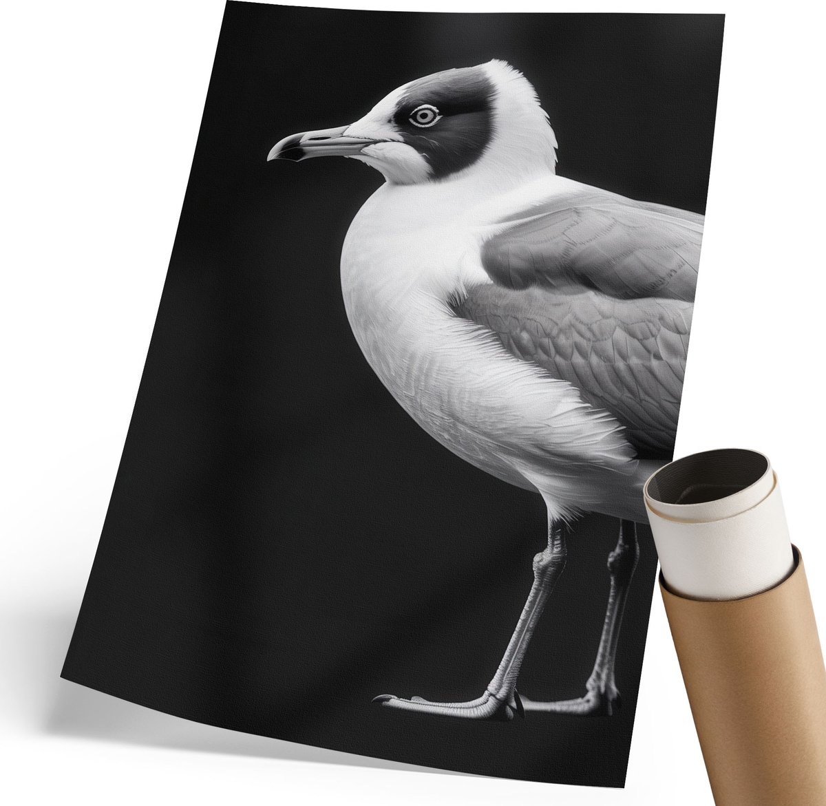 Coloray Polycanvas Wandposter - Vogelportret, Fotografie - 210 x 297 mm - Zwart-wit Motief - Rechthoek - Wandkunstwerk - Woonkamer, Slaapkamer, Kantoor - Klassiek
