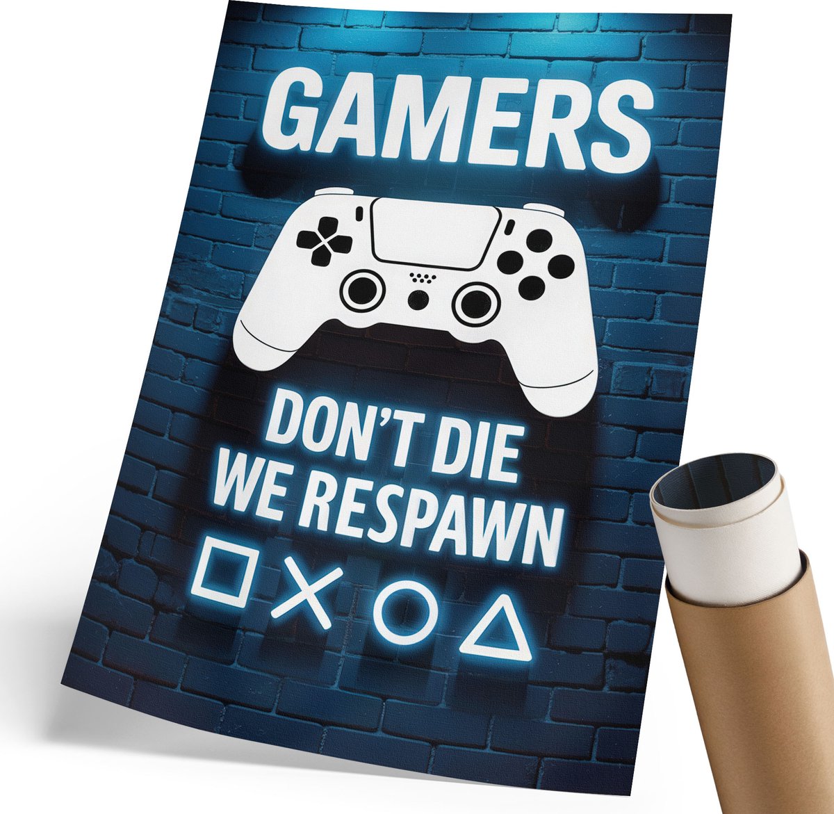 Coloray Polycanvas Wandposter - Gamingposter, Typografie - 210 x 297 mm - Blauw Motief - Rechthoek - Canvasposter - Woonkamer, Slaapkamer, Kantoor - Popcultuur