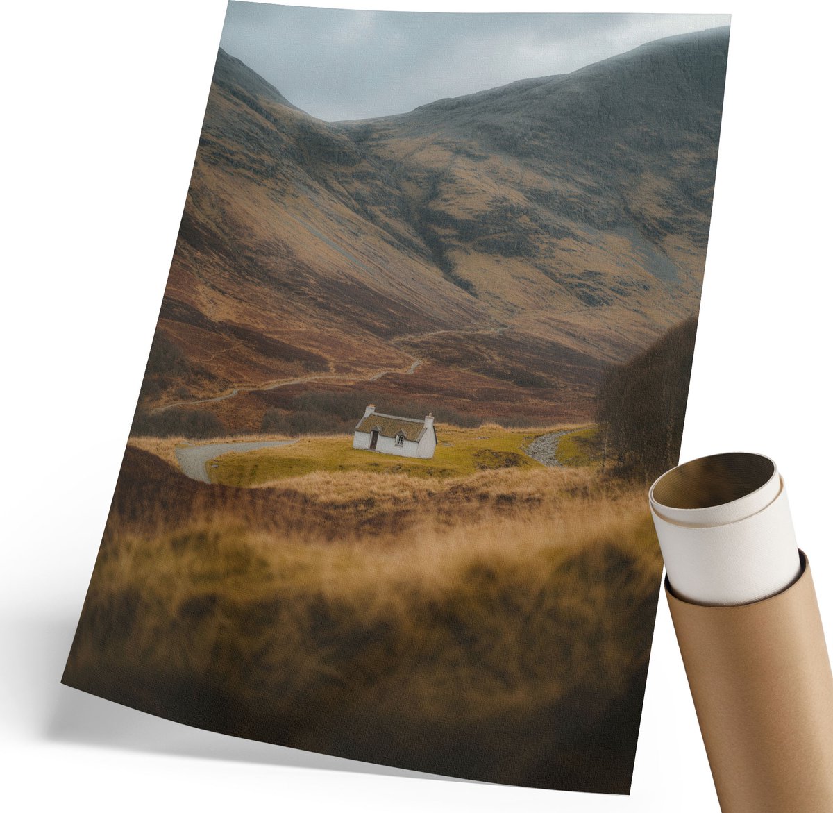 Coloray Polycanvas Poster - Berghut, Fotografie - 210 x 297 mm - Bruin Kunst - Rechthoek - Muurdecoratie - Woonkamer, Slaapkamer, Kantoor - Rustiek