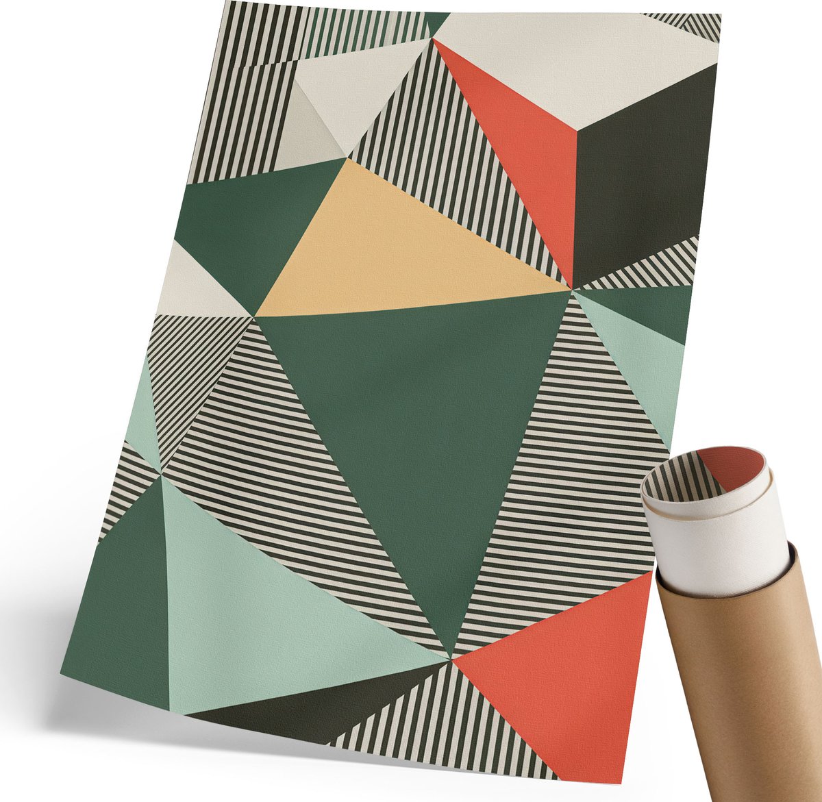 Coloray Canvas Poster Polycanvas - Geometrische Patronen, Illustratie - 210 x 297 mm - Groen Poster - Rechthoek - Decoratieve poster - Woonkamer, Slaapkamer, Kantoor - Geometrische