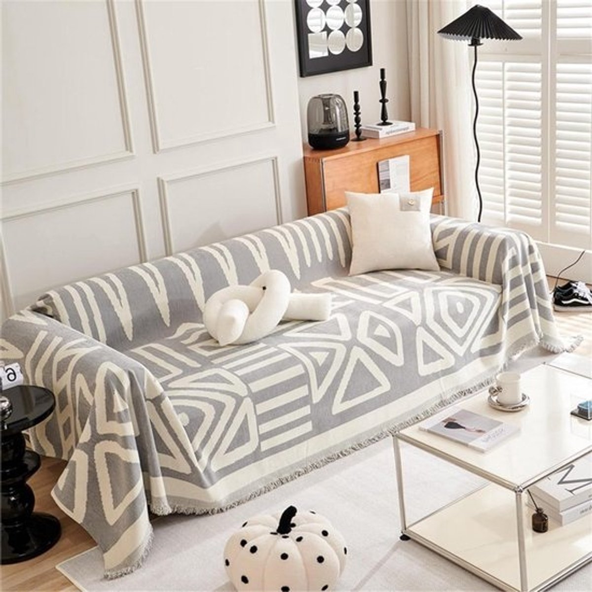 Sierdeken voor bank - Sprei Plaid - Meubels beschermen - Chenille stof - 180 x 150 cm - Boheems Grijs