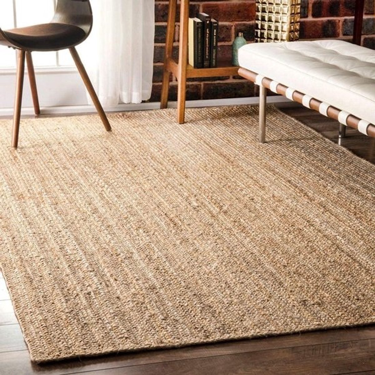 Jute Vloerkleed - Handgemaakt Tapijt - Woondecoratie - Handgevlochten Natuurlijk - 210 x 300 cm - Beige