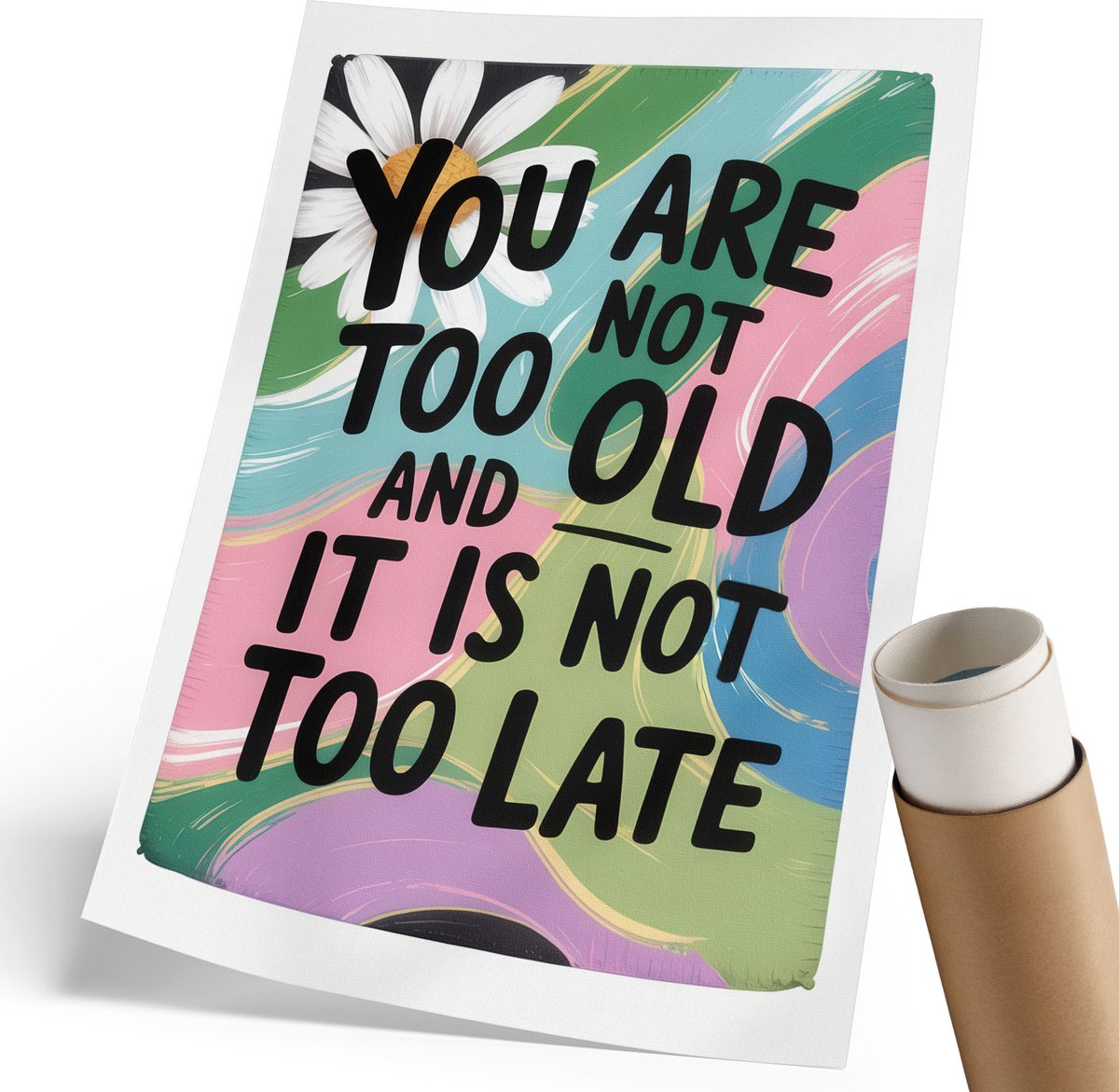 Coloray Polycanvas Wandposter - Dagelijkse Motivatie, Typografie - 210 x 297 mm - Groen Design - Rechthoek - Interieurdecoratie - Woonkamer, Slaapkamer, Kantoor - Expressief