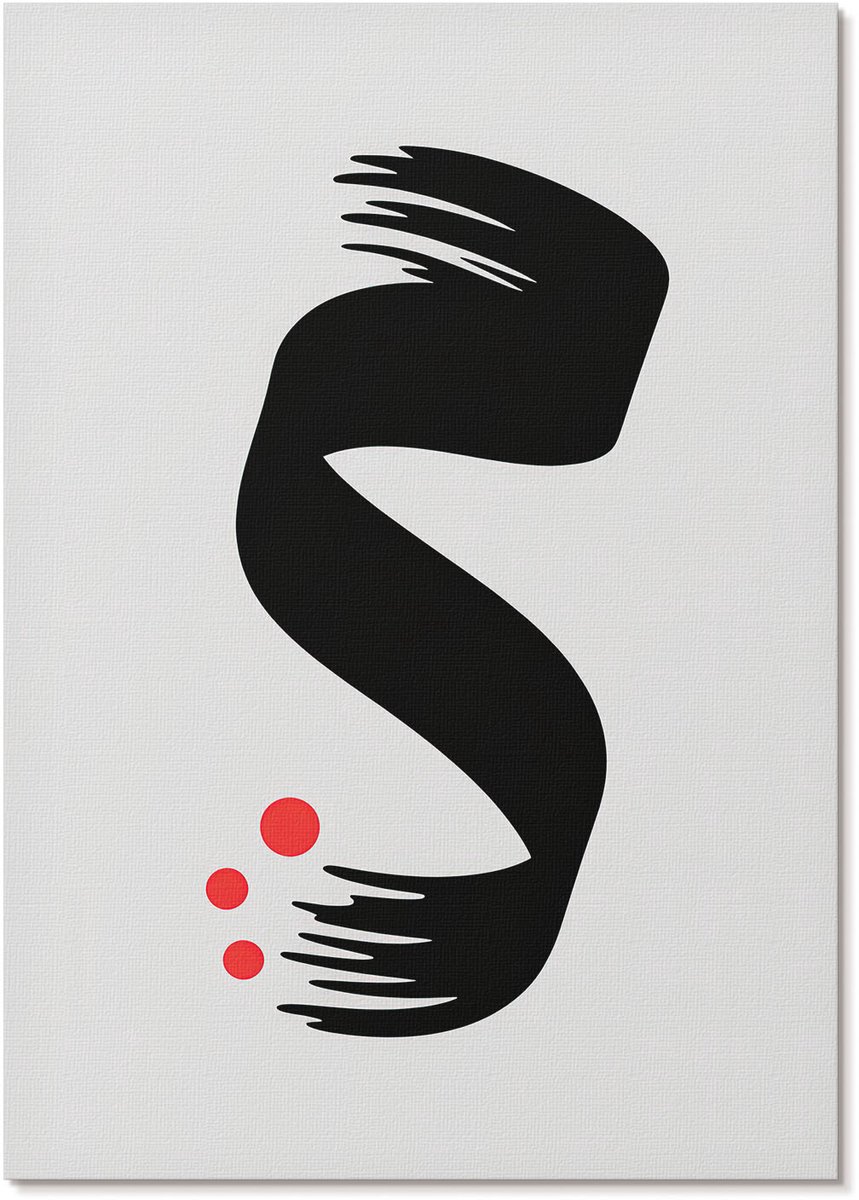 Tulup Polycanvas Poster - Geometrische Elegantie, Illustratie - A4 - Zwart Kunst - Rechthoek - Wandkunst - Woonkamer, Slaapkamer, Kantoor - Modern