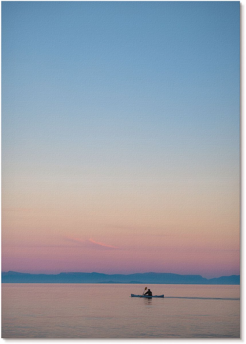 Tulup Polycanvas Wandposter - Kajakken En Zonsondergang, Fotografie - A4 - Blauw Patroon - Rechthoek - Canvasposter - Woonkamer, Slaapkamer, Kantoor - Minimalist
