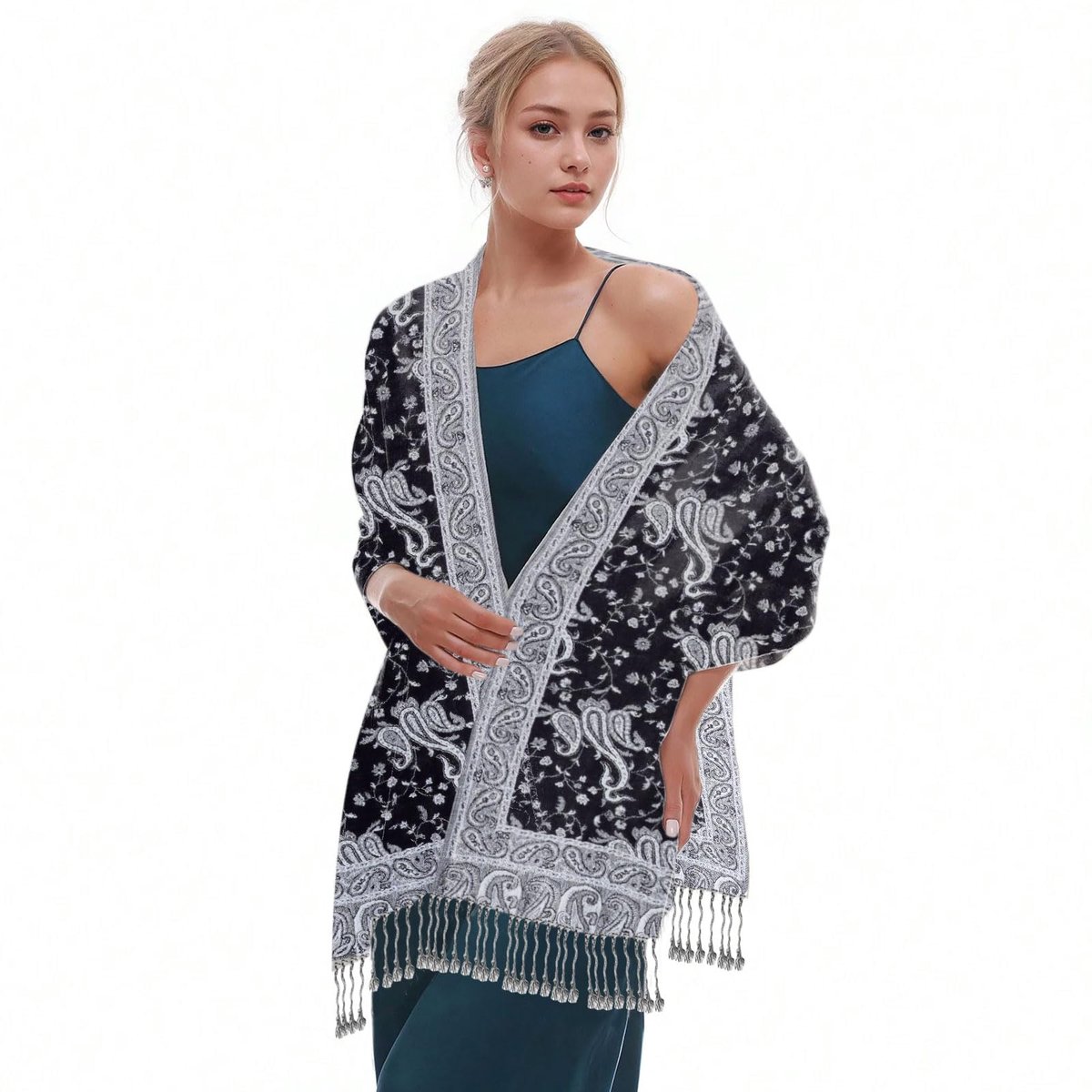 Pashmina Sjaals en Wraps Jacquard Sjaal Zachte Zijdeachtige Omkeerbare Boheemse Sjaal