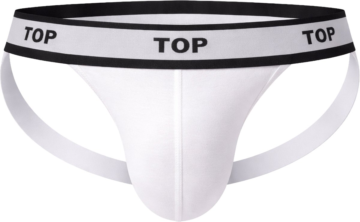 Barcode Berlin Jockstrap TOP White-Black - MAAT S - Heren Ondergoed - Jockstrap voor Man - Mannen Jock