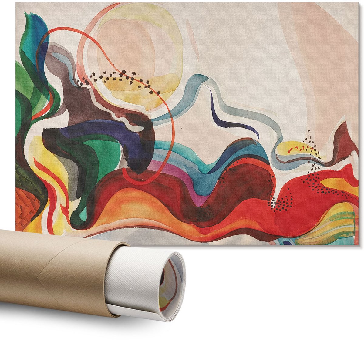 Coloray Polycanvas Wandposter - Vrouw En Het Strand, Schilderen - A1 - Beige Motief - Rechthoek - Wandkunstwerk - Slaapkamer - Expressief