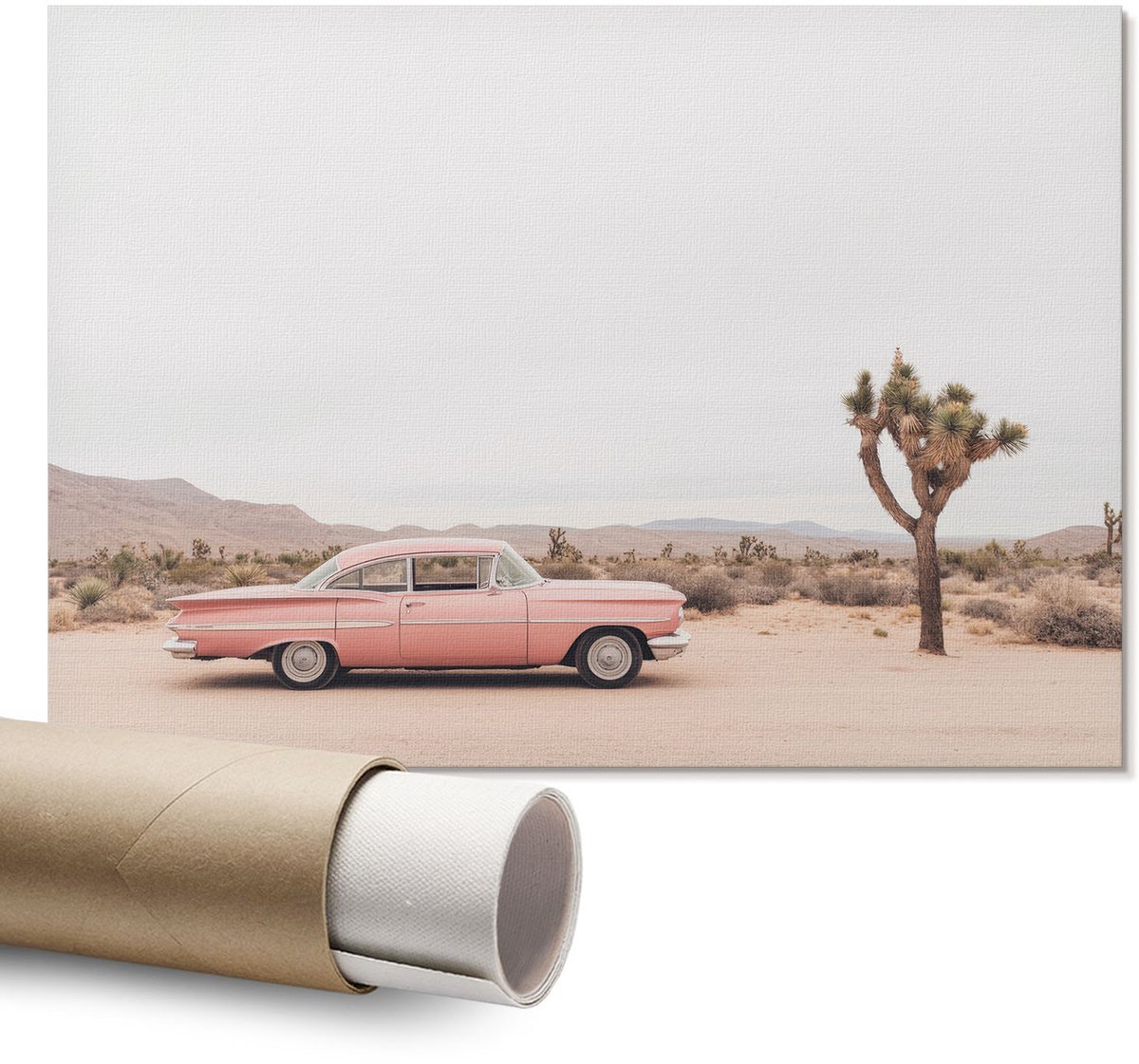 Coloray Polycanvas Wandposter – Retro Landschap, Wit – A1 – Zwart-Wit Kunstwerk – Rechthoek – Wandkunst – Slaapkamer – Klassiek